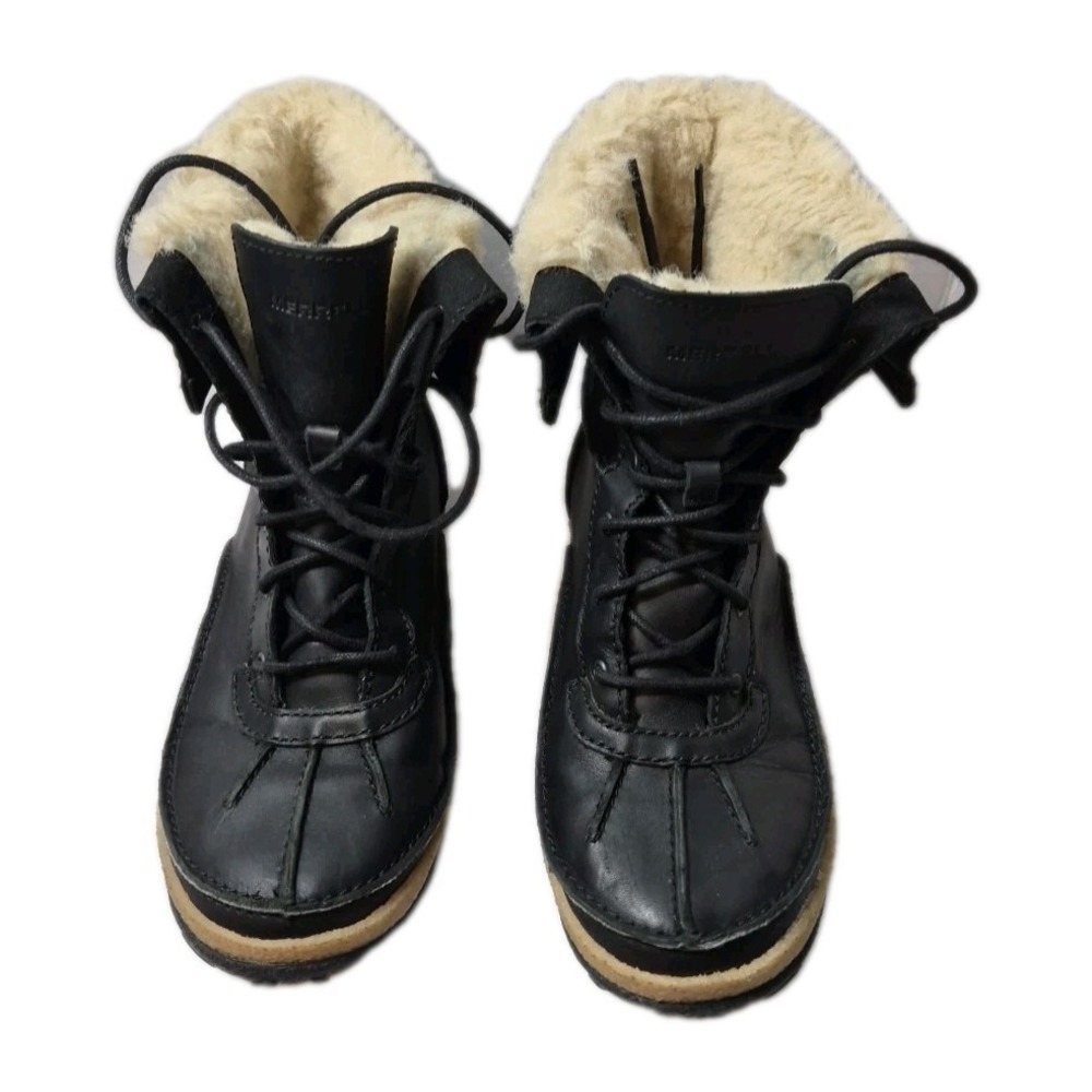 MERRELL Dry Insulated Boots Womens 8.5 Tremblant J00940 Black Leather Polar Duck
